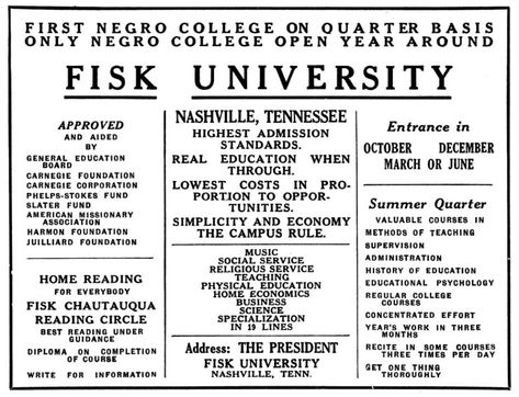 Fisk University, Reading At Home, History Education, Old Advertisements, Business Courses, Door Decorations Classroom, Home Economics, Educational Psychology, Film Inspiration