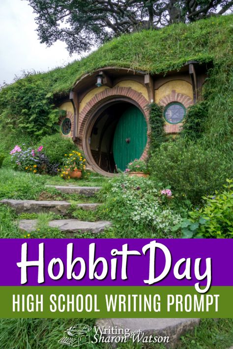 September 22 is Hobbit Day! Let's celebrate by writing a character into a portion of the hero's journey, just as Bilbo refused his call to adventure from Gandalf. #homeschool #writingprompts #homeschoolwriting #hobbitday #thehobbit #LOTR Hobbit Activities, Writing A Character, Hobbit Day, Biblical Homeschooling, Homeschool Transcripts, The Hero's Journey, Book Art Projects, High School Writing, Homeschool Writing