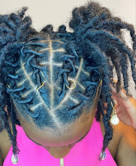 Loc Two Ponytail Styles, Loc Styles Two Ponytails, Barrel Twist Locs Women Ponytail, Two Ponytails Loc Styles, Female Loc Hairstyles, Two Ponytails With Locs, Cute Simple Loc Styles, Locs Hairstyles For Girls Kids, 2 Ponytail Loc Styles