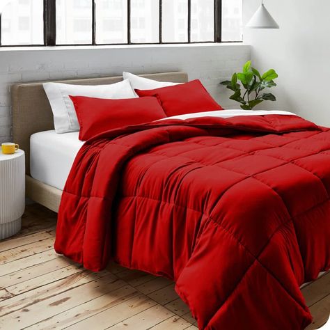 Alwyn Home Comforter Set | Wayfair Red Comforter Sets, Oversized King Comforter, Red Comforter, Queen Size Comforter Sets, King Size Comforter Sets, Box Stitch, Queen Size Comforter, King Size Comforters, Twin Xl Comforter