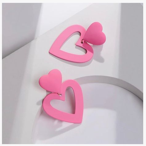 Pink heart earrings