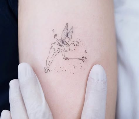 Tinker Bell Tattoo, Fairy Tattoos, Name Tattoos For Moms, Dragonfly Tattoo Design, Fairy Tattoo Designs, Music Tattoo Designs, Magic Tattoo, Small Pretty Tattoos, Tasteful Tattoos