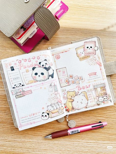 Kawaii Journal Ideas, Kawaii Bujo, Cartoon Journal, Kawaii Journal, Kawaii Notebook, Scrapbook Gallery, Diary Diy, Creating A Bullet Journal, Bullet Journal Paper