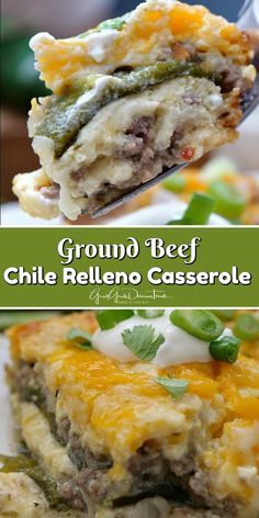 This Ground Beef Chile Relleno Casserole is loaded with three types of cheese, oven roasted Poblano peppers and seasoned ground beef. #chilerellenos #casserolerecipes #cheese #mexicanfoodrecipes #delicious #greatgrubdelicioustreats Beef Chile Relleno, Beef Chile, Poblano Recipes, Poblano Peppers Recipes, Relleno Casserole, Chili Relleno Casserole, Chile Relleno Casserole, Seasoned Ground Beef, Roasted Poblano Peppers