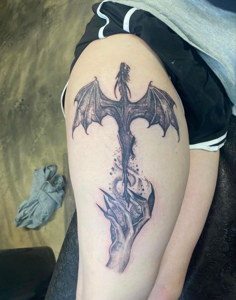 Manon And Abraxos Tattoo, Manon Tattoos, Abraxos Tattoo, Manon And Abraxos, Book Inspired Tattoos, Sleeves Ideas, Book Tattoo, Book Sleeve, Dope Tattoos