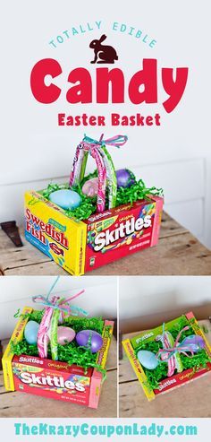 Edible Easter Basket, Unique Easter Baskets, Easter Baskets To Make, Candy Easter Basket, Diy Edible, Easter Egg Basket, Easter Goodies, Unique Easter, Easter Basket Diy