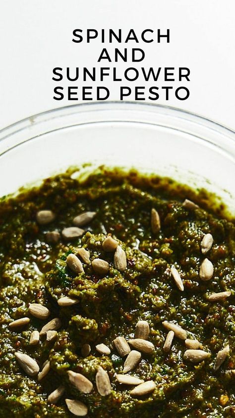 Spinach and Sunflower seed pesto https://bayevskitchen.com/sunflower-pesto/ Sunflower Pesto, Sunflower Seed Pesto, Sunflower Seed Recipes, Pesto Uses, Gluten Free Pesto, Spinach Pesto, How To Make Pesto, Spinach Leaves, Protein Diets