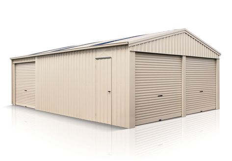 Gable Roof Shed | Stratco Stratco Sheds, Sliding Garage Doors, Gable Roof Design, Industrial Sheds, Farm Shed, Garage Roof, Shed Sizes, Steel Framing, Storage Sheds