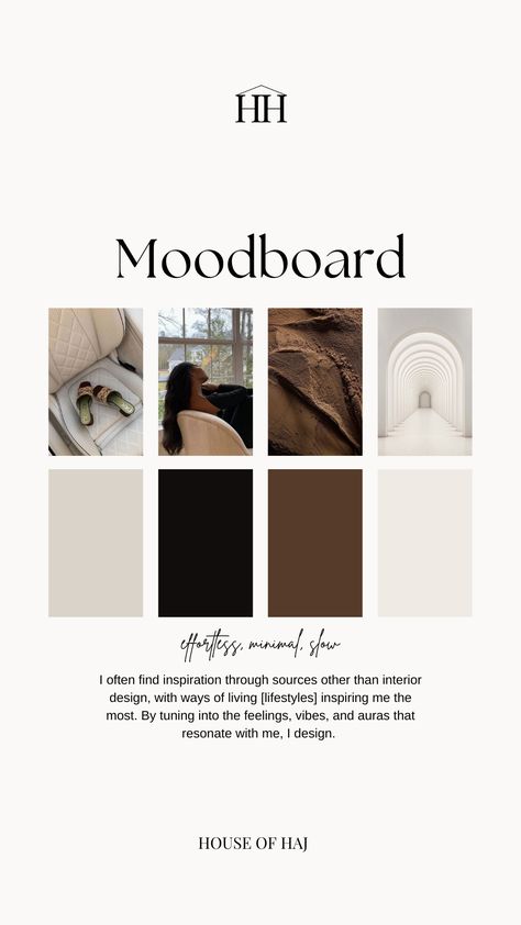 Moodboard — Effortless, Minimal, Slow Minimalistic Mood Board, Minimalist Mood Board, Digital Brochure, Business Branding Inspiration, Mood Board Template, Color Catalog, Mood Images, Interior Design Mood Board, Mood Board Inspiration