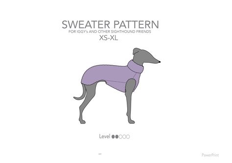 Sweater, sewing pattern made for Italian Greyhound body shape. You will get all sizes; XS, S, M, L, XL.  For Whippet and greyhounds use pattern for "big sighthounds" instead.  Suitable fabric: Stretchy fabric like pile, fleece, jersey. Pdf instructions with text and illustrations. You will receive pattern and instructions in both A4 and US letter size. I'm available for questions at Etsy and email. Greyhound Coat Pattern, Sweater Sewing Pattern, Italian Greyhound Clothes, Sweater Sewing, Tank Pattern, Dog Sweater Pattern, Clothes Sewing Patterns, Coat Patterns, Italian Greyhound