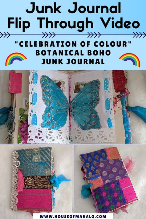 Watch my latest junk journal flip through video to see how my botanical boho junk journal turned out. I hope it's full of inspiration for you! | Boho Junk Journal | Boho Junk Journal Ideas Boho Junk Journal Ideas, Boho Junk Journal, Junk Journal Ideas, Boho Journal, Recycled Paper Crafts, Tissue Paper Crafts, Mail Ideas, Journal Idea, Glue Book