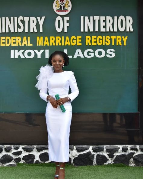 Ikoyi Registry Wedding Dress, Marriage Registry, Registry Wedding Dress, Registry Wedding, Civil Wedding Dresses, Wedding Court, Gown Style, Bella Naija Weddings, Civil Wedding