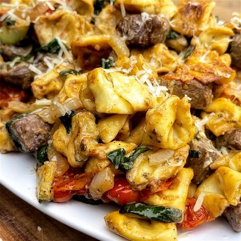 Steak Tortellini Steak Tortellini, Flattop Recipes, Buttery Steakhouse Seasoning, Top Sirloin Steak Recipe, Steakhouse Seasoning, Chicken Marsala Pasta, Tortellini Recipe, Blackstone Recipes, Tortellini Recipes