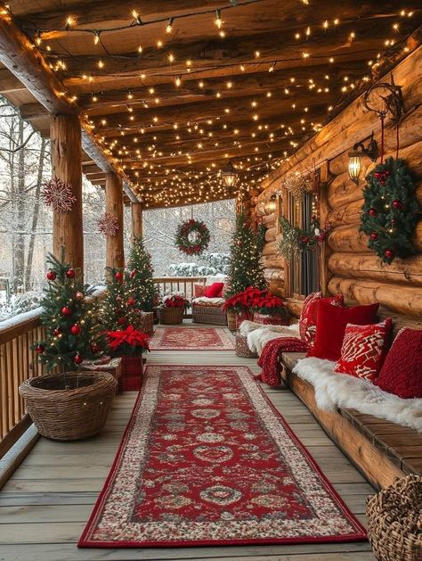 Christmas Tent, Log Cabin Christmas, Christmas Lodge, Christmas Log, Winter Decorations, Cabin Christmas, Scenery Pictures, Christmas Porch Decor, Christmas Inspo