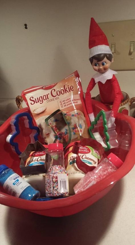 Elf On The Shelf Cookies For Santa, Awesome Elf On The Shelf Ideas, Elf Antics, Cookies For Santa, Bake Cookies, Elf Ideas, Santa Cookies, Christmas Sugar Cookies, Cookie Mix