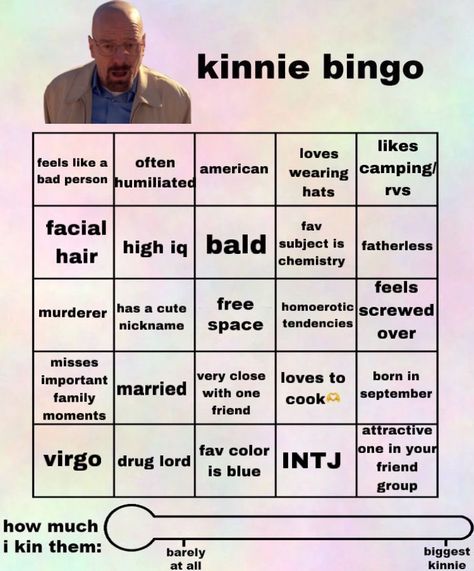 Character Bingo, Fun Templates, Bro What, Kinnie Bingo, High Iq, Friends Moments, Family Cooking, Bad Person, Oc Ideas