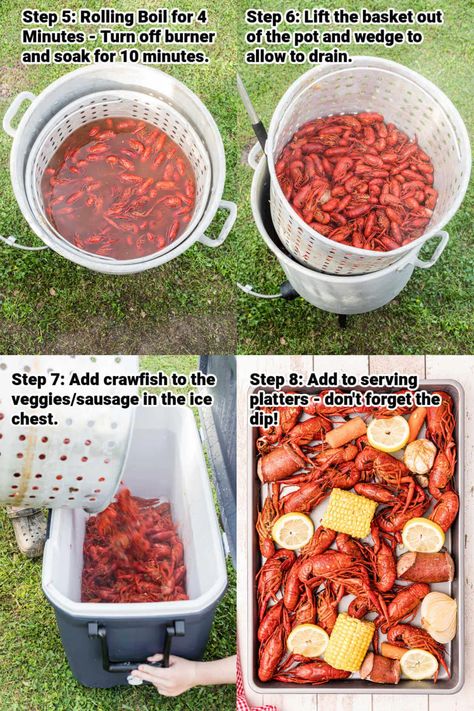 Boiled Crawfish Recipes Louisiana, What To Wear To A Crawfish Boil Outfit, Side Dishes For Crawfish Boil Parties, Crawfish Boil Sides, Diy Seafood Boil, Louisiana Crawfish Boil Recipe, How To Boil Crawfish, How To Cook Crawfish, Anniversary Wedding Ideas