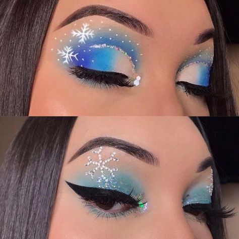 UNDERRATED MUAs & MAKEUP IDEAS on Instagram: "TOP OR BOTTOM? Pick your favorite winter look. Follow 👉 @azra_caylana 👈👈 for more great makeup shots and beautytips 👄 💄 CREDITS: 👉 @underrated_rising_mua_stars 👉 @azra_caylana (profile picture credit) follow for more makeup post and more inspiring looks + opportunity to get featured. @chelseea.xo (credit for the amazing looks in this post) ................ ———————————————- ❤️❤️❤️❤️❤️❤️ SUPPORT THESE TALENTED BEAUTIES ❤️ WANT TO GET FEATURED FO Christmas Makeup Looks, Winter Eyeshadow, Xmas Makeup, Christmas Eyeshadow, Christmas Eye Makeup, Blue Makeup Looks, Great Makeup, Rhinestone Makeup, Christmas Makeup Look