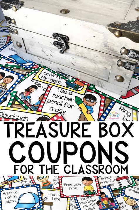 Treasure Box Coupons For The Classroom #treasurebox #treasurechest #classreward #kindergarten #firstgrade #backtoschool #classroommanagement Primary Playground, Teaching Classroom Management, Prize Box, Reading Task Cards, Uno Cards, Classroom Behavior Management, Classroom Rewards, Class Management, Classroom Behavior