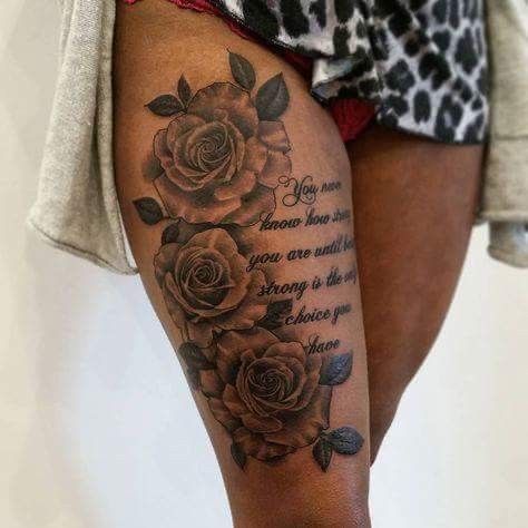 Fancy Tattoo, Tattoos For Women On Thigh, Thigh Tattoo Quotes, Rose Tattoo Thigh, Waist Tattoos, Inspiration Tattoos, Leg Tattoos Women, Dope Tattoos For Women, Tattoo Women