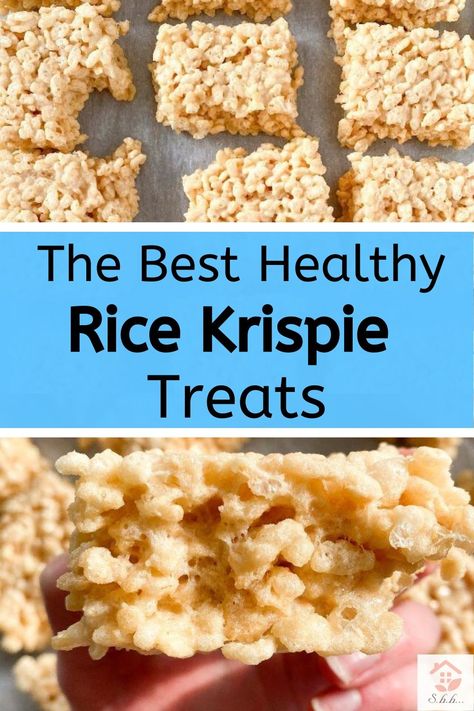 Clean Rice Krispie Treats, Rice Krispie Treats With Coconut Oil, No Butter Rice Krispie Treats, Rice Krispie Treats Without Butter, Healthy Rice Krispie Recipes, Low Cal Rice Crispy Treats, Healthy Rice Krispie Treats Protein, Healthier Rice Crispy Treats, Healthy Rice Crispies