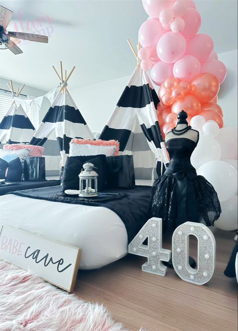 Fun way to celebrate your 40th birthday at home. Find your nearest slumber party rental company and book an adult slumber. Home Birthday Party Ideas For Adults, Adult Slumber Party Ideas, Birthday Slumber Party, Birthday At Home, Birthday Party At Home, Babe Cave, Adult Birthday Party, Slumber Party, Rental Company