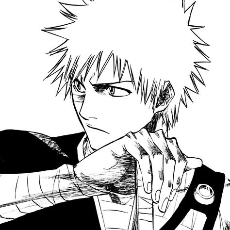 Ichigo Black And White, Ichigo Manga Pfp, Avatar Manga, Ichigo Manga, Bleach Art, Bleach Manga, Bleach Anime, Black N White, Haircut Ideas