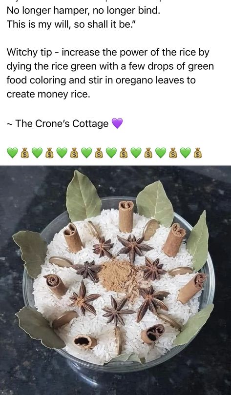 Rice Meaning Witchcraft, Protection Bowl Spell, Money Rice, Money Bowl, Money Spells Magic, Wicca Recipes, Spells Magic, Money Spells That Work, Good Luck Spells