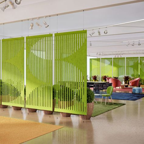 Dividers & Partitions - Frasch - Open Office Acoustical Solutions Partition Designs, Screen Partition, Ceiling Types, Acoustic Solutions, Sound Absorption, Partition Design, Open Office, Wall Installation, Dark Grey Color