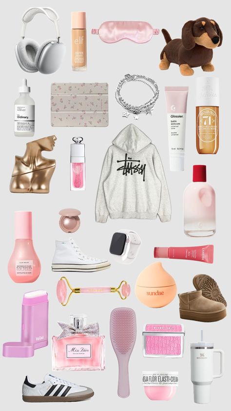 #cleangirl #cleangirlaesthetic #wishlist #wishlistideas #wishlistinspo #white #pink #brown #stussy #jellycat #soldejanerio #uggs #rarebeauty #dior #rhode #apple Girly Wishlist Ideas, Shuffles Wishlist, Girly Wishlist, Christmas List Ideas, Wishlist Ideas, List Ideas, Miss Dior, Apple Products