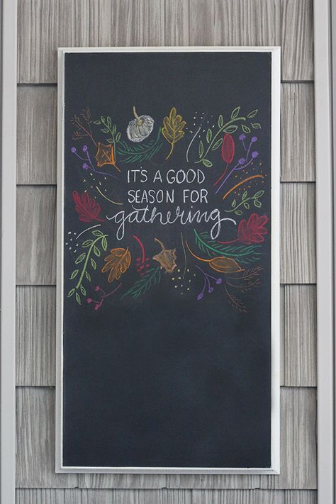 Front and Back Porch Fall Inspiration and Free Chalkboard Printable | Less Than Perfect Life of Bliss | home, diy, travel, parties, family, faith Fall Harvest Chalkboard Art, Welcome Fall Chalkboard Art, Fall Themed Chalkboard Art, Welcome Home Chalkboard Art, Family Chalkboard Ideas, Fall Themed Chalkboard, Chalkboard Sayings For Home, Fall Chalk Art Ideas, Fall Chalkboard Signs