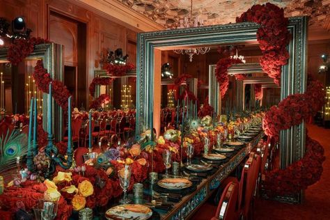 Surrealist Ball Wedding, Surrealist Party, Oversized Decor, Red Rabbit, Glamour Party, Wedding Planning Decor, Wedding Crest, Ceiling Treatments, Wedding Stage Decorations