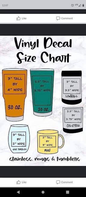 Photo - Google Photos Decal Size Chart, Sticker Size Chart, Cricut Expression Projects, Cricut Cheat Sheets, Wolf Pups, Cricut Hacks, Cricut Expression, Sublimation Mug, Cup Decal