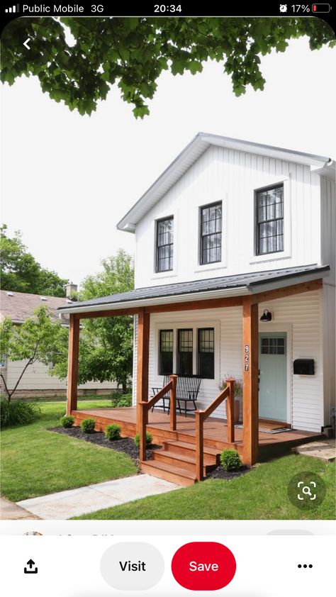 Front Entry Pergola Entrance, Detached Front Porch Ideas, Doublewide Porch Ideas Exterior, Add Awning To Front Of House, Front Porch Ground Level, Farmhouse Porch Makeover, Shed Roof Front Porch Ideas, Built On Front Porch, Covered Porch Addition Front Entry