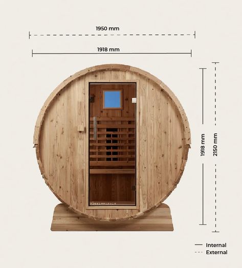 Outdoor Barrel - Infrared Sauna - Found–Space Round Sauna, Outdoor Infrared Sauna, Home Infrared Sauna, Hot Tubs Saunas, Barrel Sauna, Outdoor Sauna, Infrared Heater, Timber Deck, Infrared Sauna