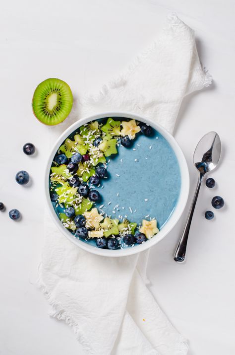 Blue Majik Smoothie Bowl Blue Smoothie Bowl, Blue Majik, Smoothie Bowl Ingredients, Blue Smoothie, Rich Breakfast, Balance Blood Sugar, Protein Rich Breakfast, Frozen Cauliflower Rice, Post Workout Snacks