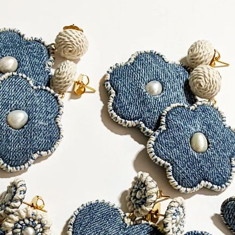 Jean Earrings, Denim Earrings, Instagram Flowers, Denim Flowers, January 4, Handmade With Love, Flower Earrings, Jewelry Inspiration, Pre Order