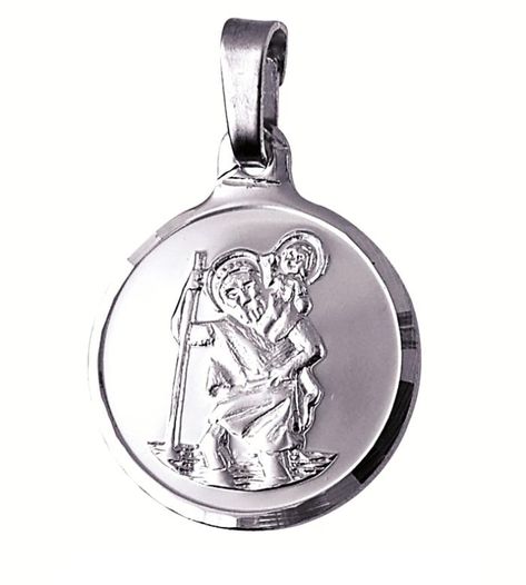 Fine Silver Round St Christopher Medal≈ 16mmPatron of Travellers#22-2654