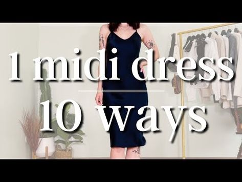 How To Style a Midi Dress! | 1 Midi Dress, 10 Ways! - YouTube Style A Midi Dress, Black Formal Midi Dress, Styling A Dress, Midi Dress Outfit, Dress For Petite Women, Loose Fitting Dresses, Dress Out, Midi Dress Casual, Midi Dress Summer