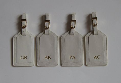 Genuine Leather Monogrammed Luggage Tags Smooth leather luggage tag I.D. card under flap to enter personal information Dimensions: 4 x 2.75 x .25 in. RFID These luggage tags have a Radio Frequency Blocking Lining and your personal information can not be stolen using Scanners. Protect your identity. Great for traveling. These tags are entirely shielded individually, locking your personal information safely inside. The lining inside the tag blocks radio waves and thereby prevent thieves from acces Destination Wedding Bridesmaid Gifts, Monogrammed Luggage, Luggage Tags Wedding, Destination Wedding Gifts, Monogram Luggage, Personalized Luggage, Custom Luggage Tags, Travel Luggage Tag, Leather Luggage Tags