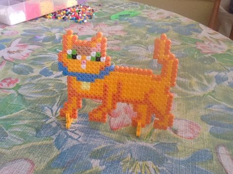 My(Noelle Marcy's) Rusty,A.K.A Firestar, based off the books by Erin Hunter, made from Perler beads and fun fusion. Warriors Cats, Perler Bead Art, Warrior Cat, Warrior Cats, Perler Bead, Summer 2019, Perler Beads, Plastic Canvas, Bead Art