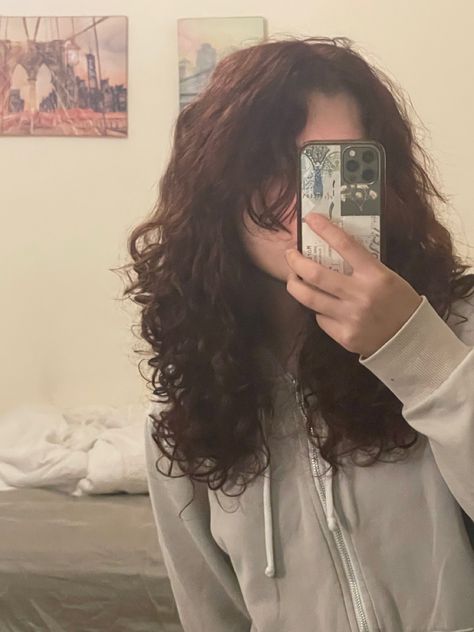 Dark Red Hair Curly Natural, Dark Red Hair Natural, Red Streak In Brown Hair, Dark Red Hair Aesthetic, Natural Dark Red Hair, Dark Red Curly Hair, Brad Mondo, Black Cherry Hair, Brown Wavy Hair