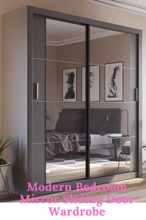 Dimensions: W181cm x H215cm x D60cm This item is delivered flat-packed for self-assembly via a 2-Man delivery service. #wardrobe#mirrorwardrobe#slidingwardrobe #bedroomfurniture Grey Wardrobe Bedroom, Grey Sliding Wardrobe, Modern Bedroom Mirror, Wardrobe With Sliding Doors, Mirror Sliding Door, Mirror Sliding, Grey Wardrobe, Sliding Door Wardrobe, Block Of Flats