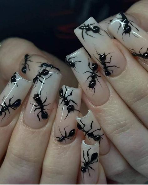 Animals Nails, Hippie Nails, Punk Nails, Goth Nails, Edgy Nails, Grunge Nails, The Bug, Dope Nail Designs, Really Cute Nails