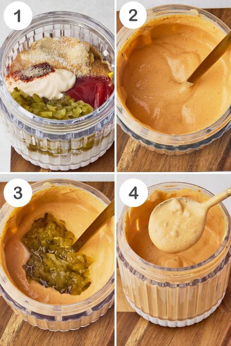 High Protein Big Mac Sauce Recipe (McDonald's Copycat) - Healthy Little Peach Healthy Mac Sauce, Big Mac Sauce Recipe Copycat Easy, Big Mac Sauce With Greek Yogurt, Weight Watchers Big Mac Sauce, Low Carb Big Mac Sauce, Big Mac Sauce Healthy, Greek Yogurt Big Mac Sauce, Healthy Burger Sauce Greek Yogurt, Low Calorie Big Mac Sauce