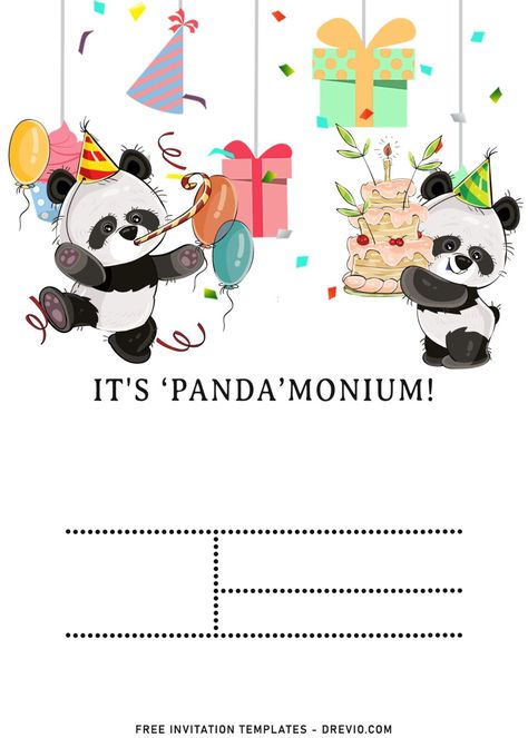 Party Like A Panda, Panda Birthday Invitations, Panda Baby Showers, Panda Birthday Party, Panda Card, Panda Birthday, Panda Baby, Panda Party, Free Printable Birthday Invitations