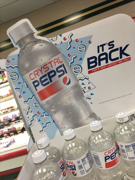 Crystal Pepsi Display at a Heritage's in Sweedsboro, NJ. I asked the cashier if we could have the cardboard top of the display and she said no in a disgusted tone. Micheal Mell Aesthetic, Michael Mell Aesthetic, Crystal Pepsi, Chill Aesthetic, Michael Mell, Space Princess, Be More Chill, Evian Bottle, Character Aesthetics