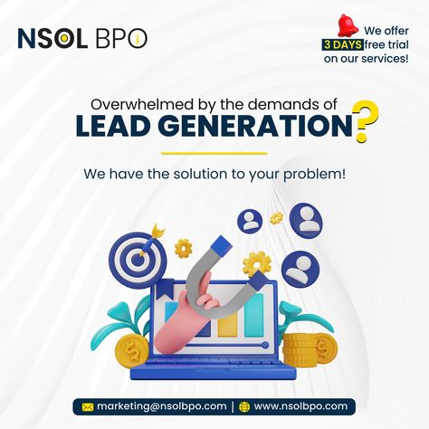 Feeling overwhelmed by the challenges of lead generation? Discover the NSOL BPO difference. Our expert virtual assistants specialize in uncovering and nurturing potential leads, streamlining your sales process and significantly improving your conversion rates. Contact us now to get 𝟑 𝐃𝐚𝐲𝐬 𝐅𝐫𝐞𝐞 𝐓𝐫𝐢𝐚𝐥: marketing@nsolbpo.com www.nsolbpo.com . . . #ColdCalling #NSOLAssistance #BusinessGrowth #BusinessTransformation #NSOLBPO #RealEstate #VirtualAssistants #BusinessSupport #Outsourcing #LeadGener... Lead Generation Creative Ads, Leads Generation, Web Development Website, Media Advertising Design, B2b Lead Generation, Website Management, Marketing Graphics, Social Media Advertising Design, Computer Basics