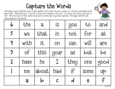 "Capture the Words" is a game that combines coordinate graphing with sight word recognition! LOVE. Sight Word Bingo, Word Bingo, Teaching Sight Words, Sight Word Reading, Sight Words Kindergarten, Sight Word Practice, Site Words, Sight Word Activities, Read And Write