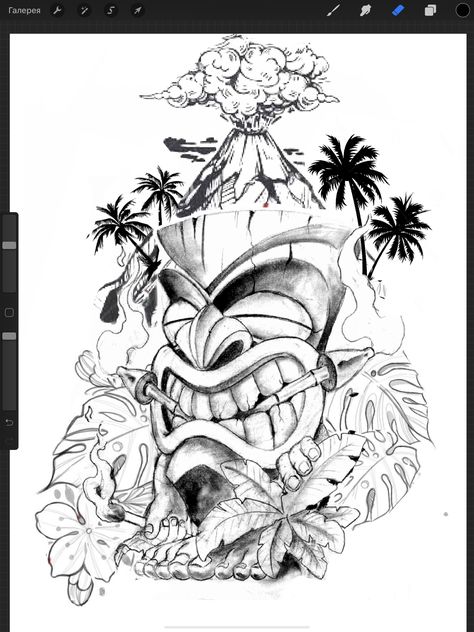 Tiki Sleeve Tattoo, Hawaiian Skull Tattoo, Hawaiian Warrior Tattoo, Tiki Tattoo Ideas For Men, Tiki Man Tattoo, Tiki Tattoo Hawaiian, Hawaiian Tiki Tattoo, Best Tattoo Stencils, Hawaiian Tattoo For Men